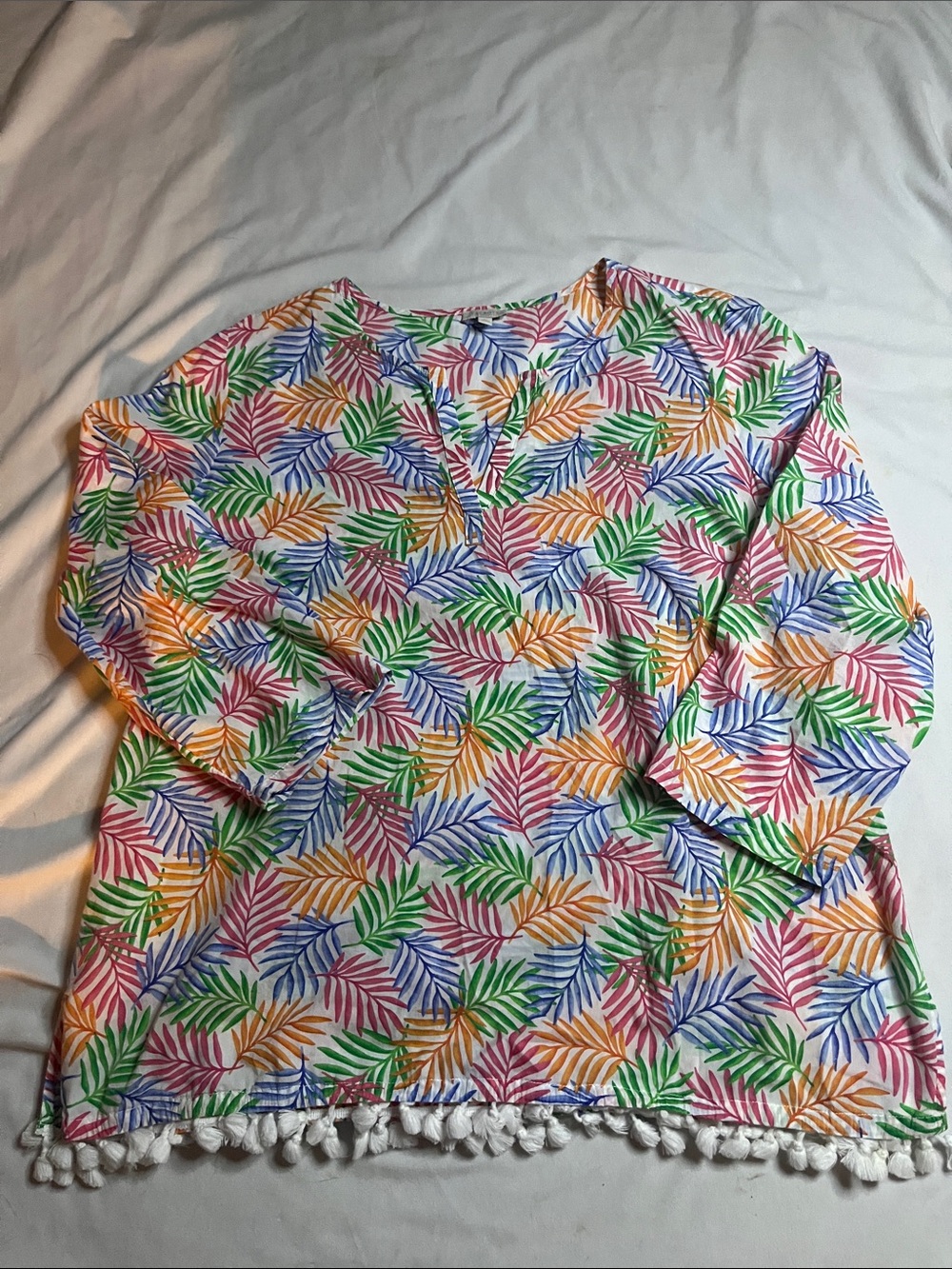 Talbots Tropical Leaf Print Top